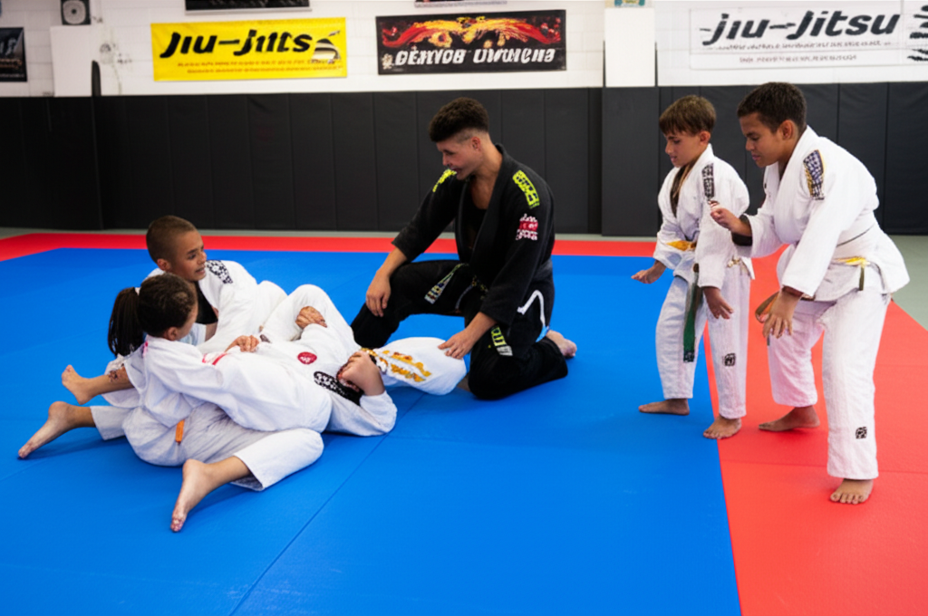 Crianças praticando Jiu-Jitsu